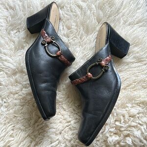 Genuine Leather western mules black sz 8 Coldwater creek